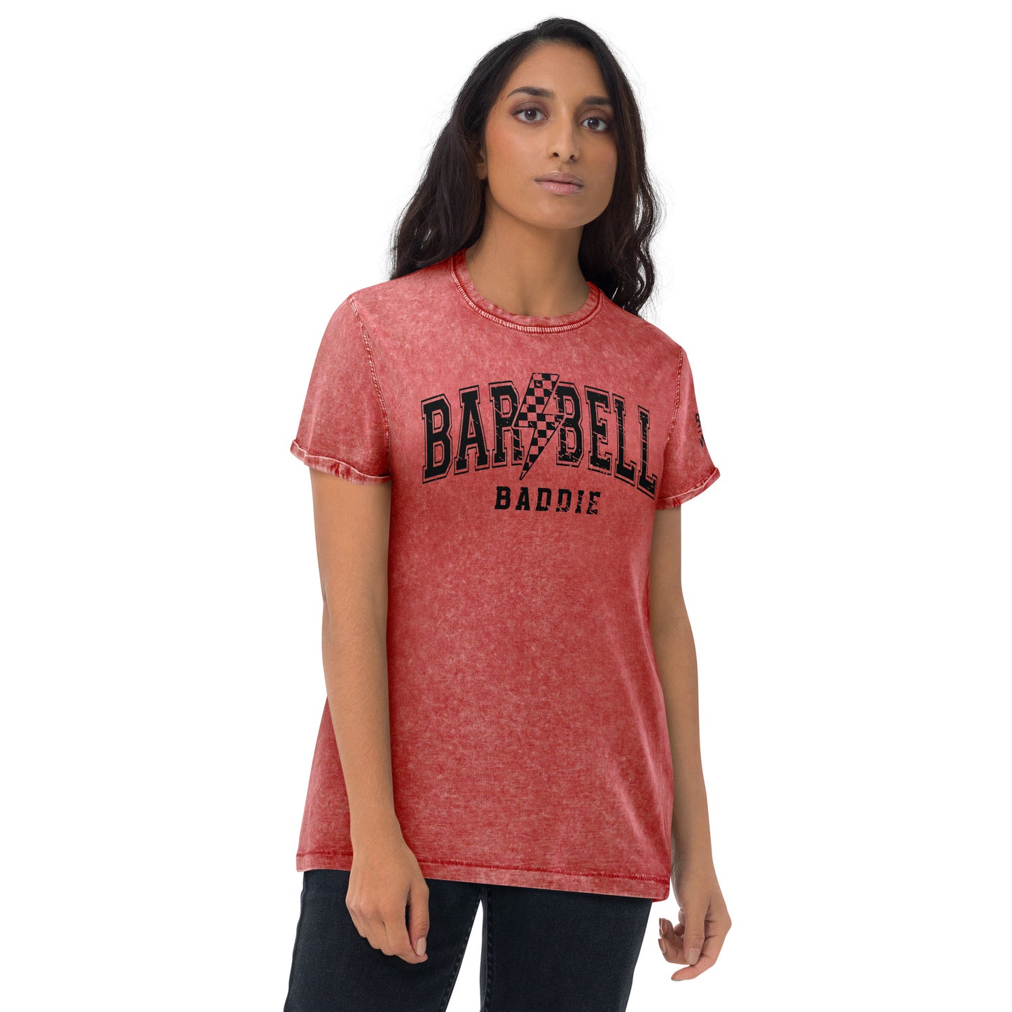 Barbell Baddie Denim T-Shirt