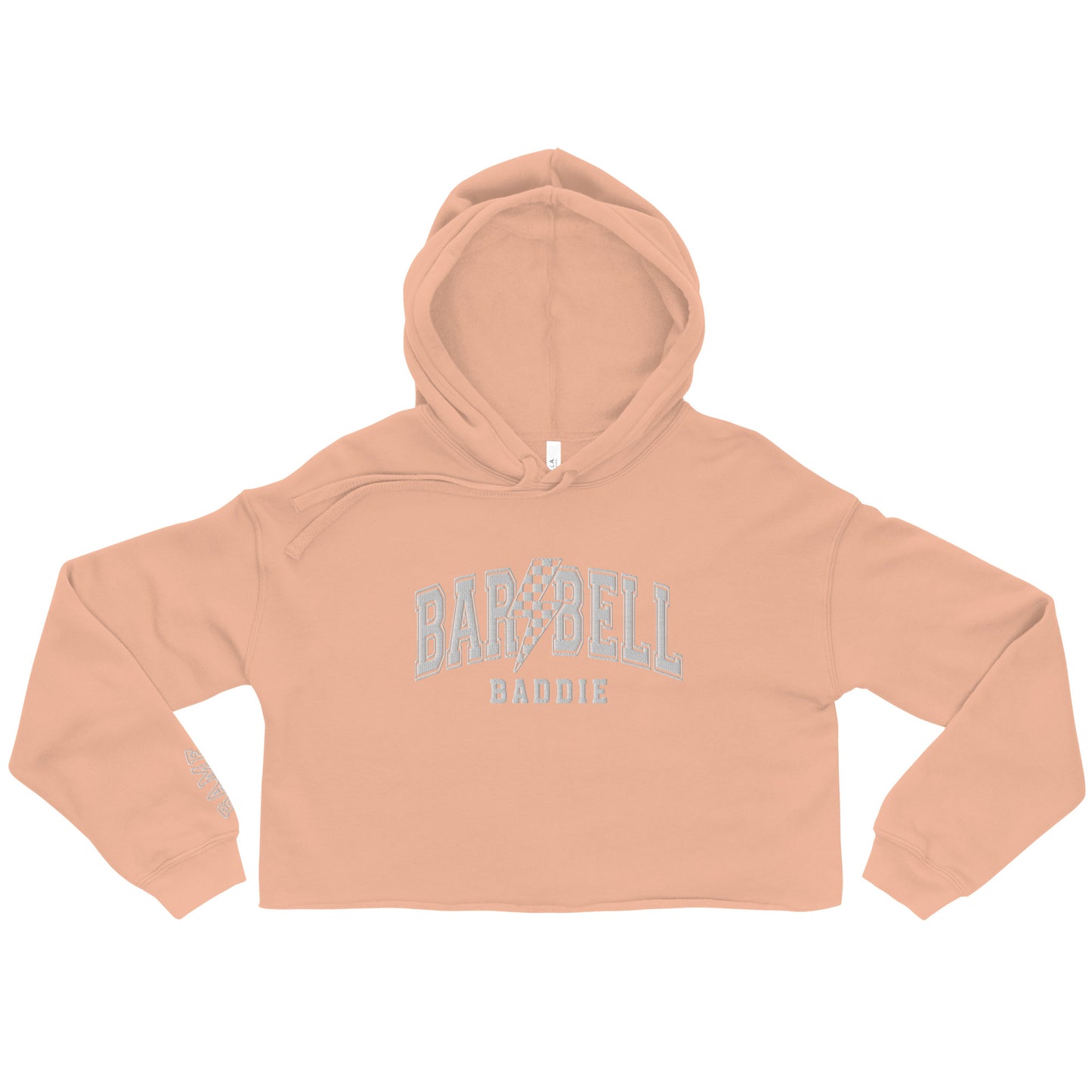 Barbell Baddie Embroidered Crop Hoodie