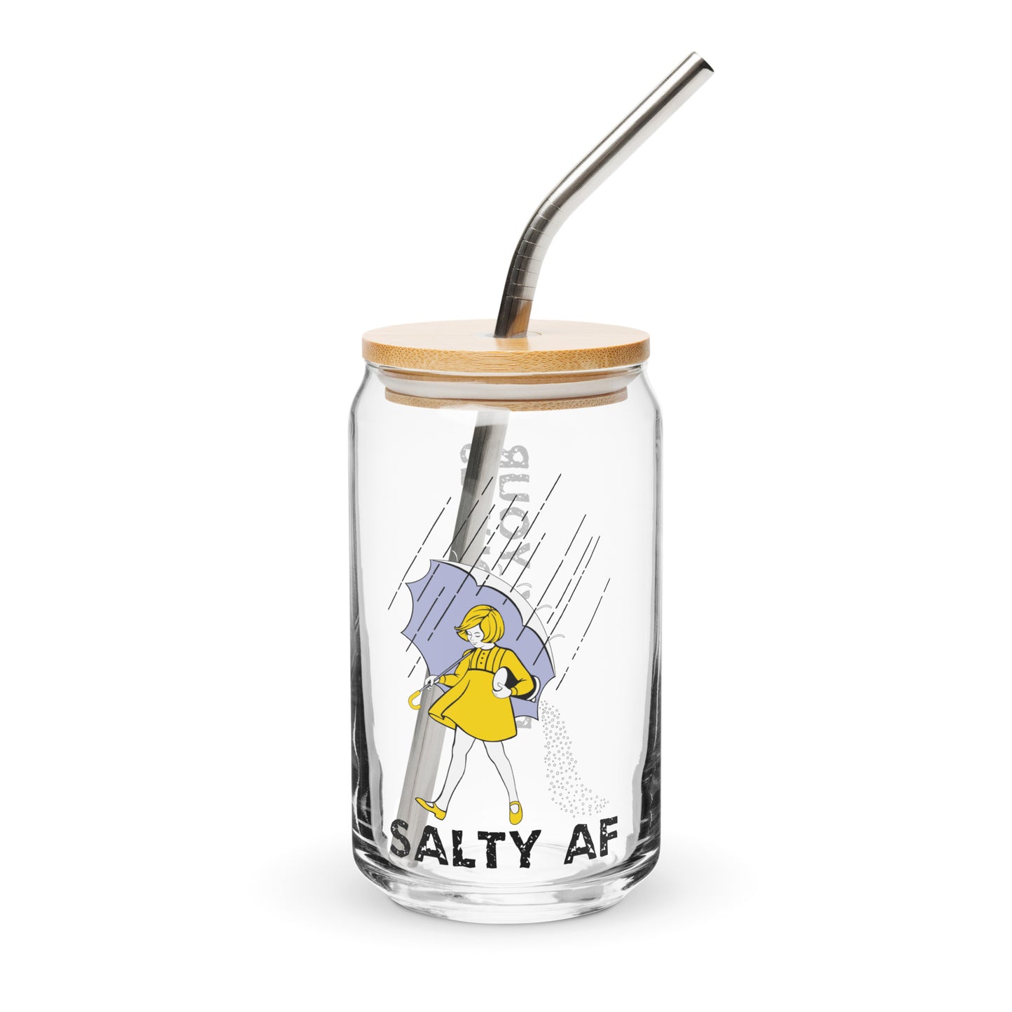 Salty AF Glass with lid and straw