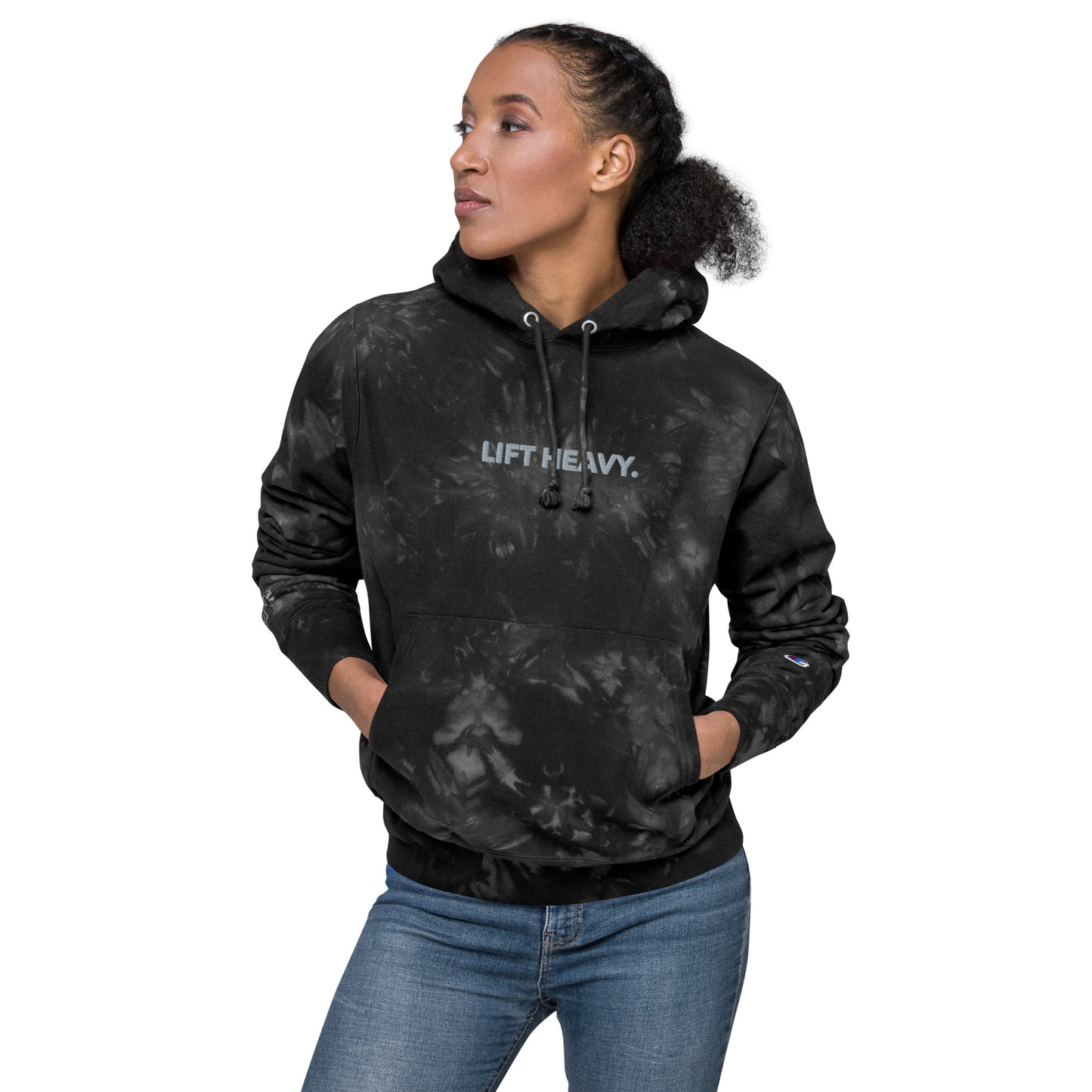 Lift Heavy Embroidered Unisex Champion tie-dye hoodie