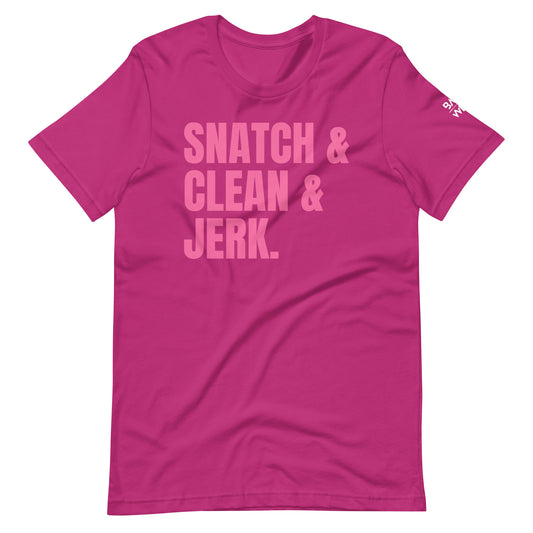 Pink on Pink Oly Lifts Unisex t-shirt